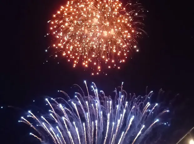Fuegos artificiales blancos y dorados